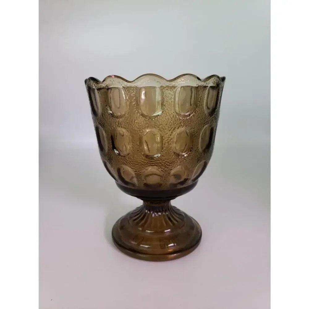 Vintage Glass E. O. Brody Co. Cleveland Ohio Light Brown Compote Bowl Candy Dish